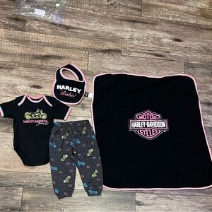 Harley-Davidson Black and Pink Baby Apparel Set